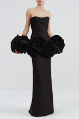 Floral Maxi Bandage Dress - Black