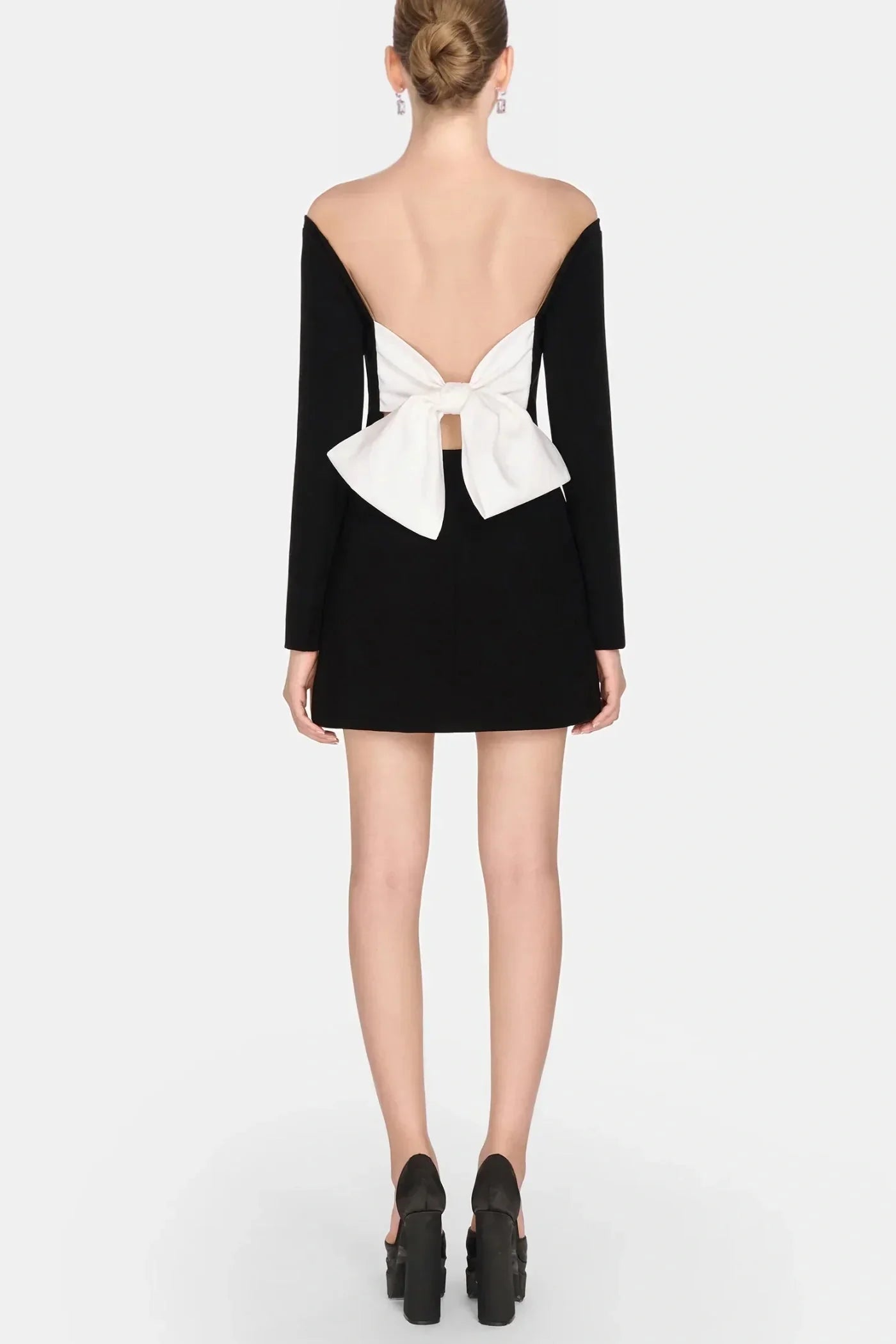 Off Shoulder Embeliished Backless Mini Dress