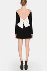 Off Shoulder Embeliished Backless Mini Dress