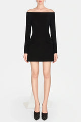 Off Shoulder Embeliished Backless Mini Dress