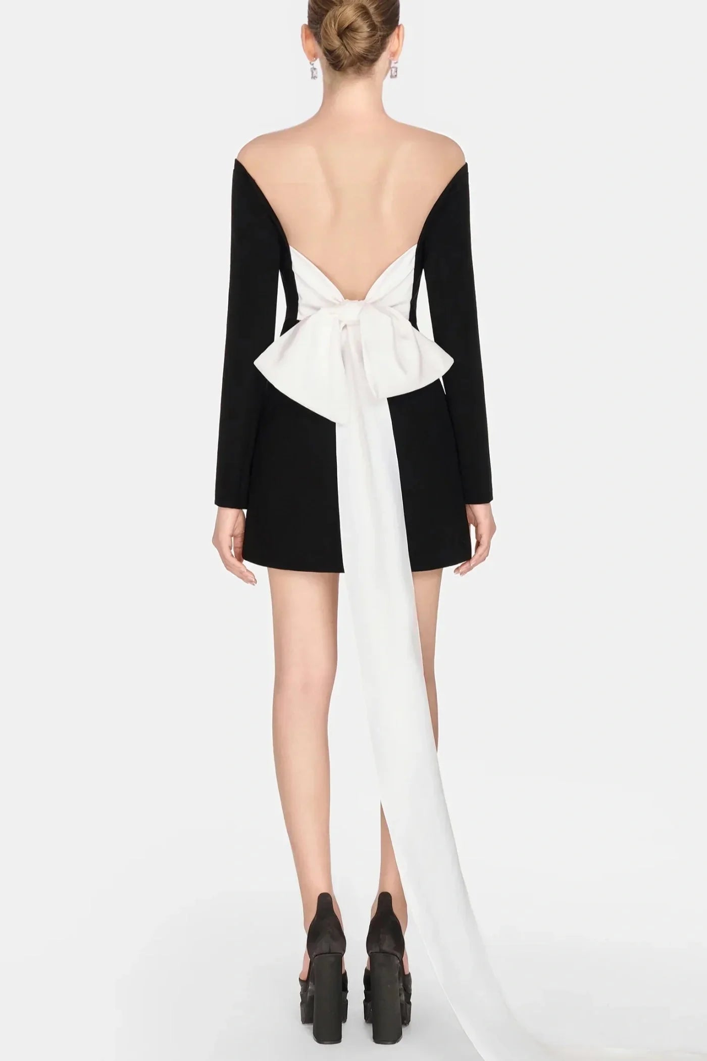 Off Shoulder Embeliished Backless Mini Dress