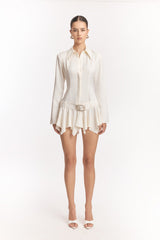 UmbrTail Hem Shirt Mini Dress in White