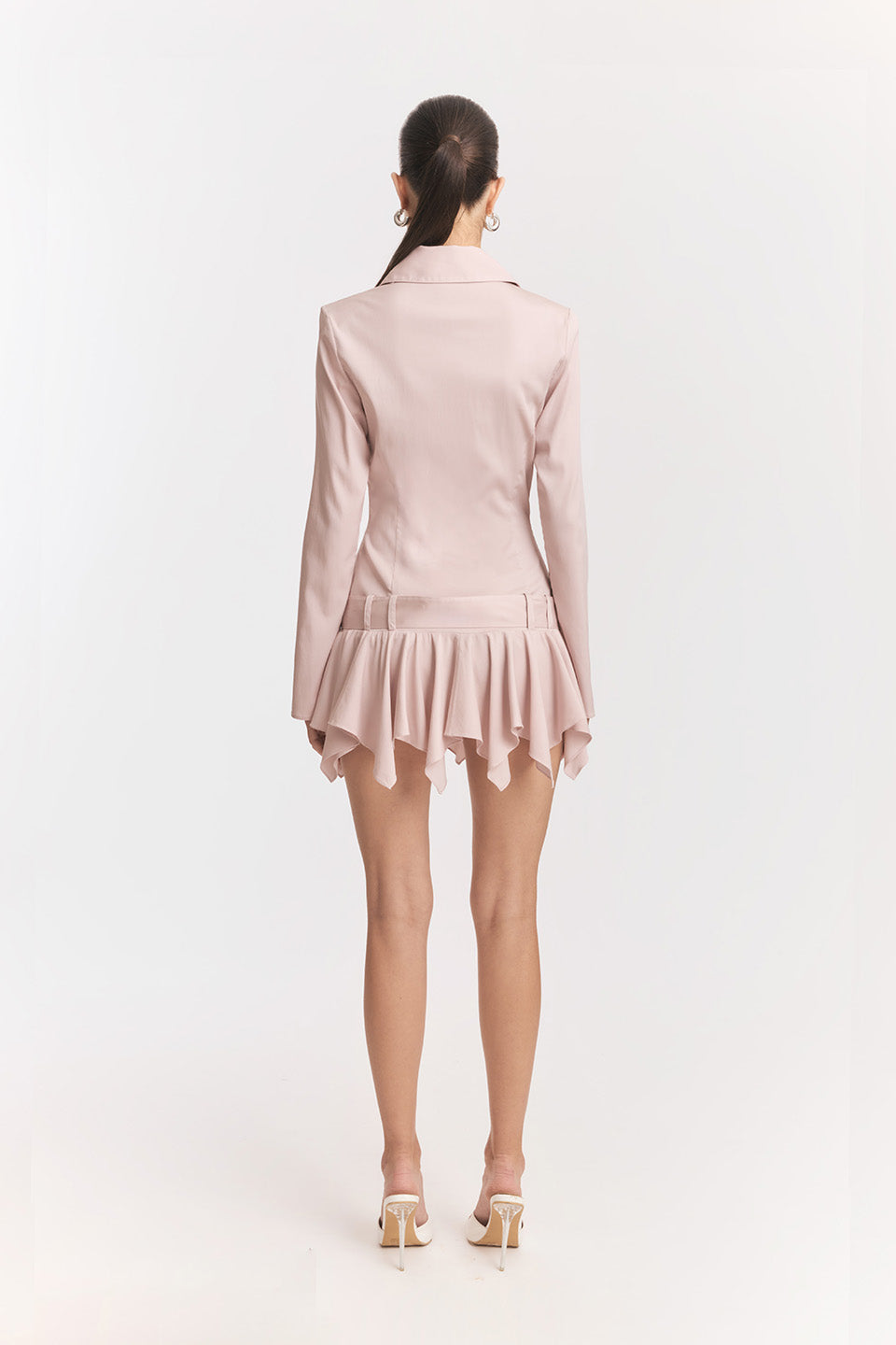 UmbrTail Hem Shirt Mini Dress in White