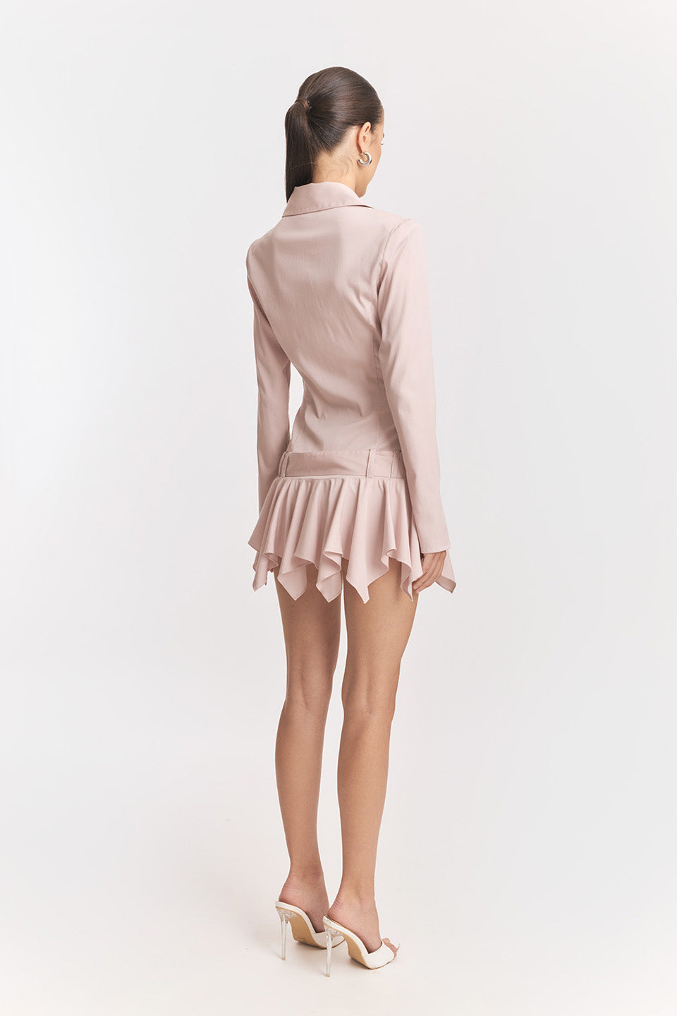 UmbrTail Hem Shirt Mini Dress in White