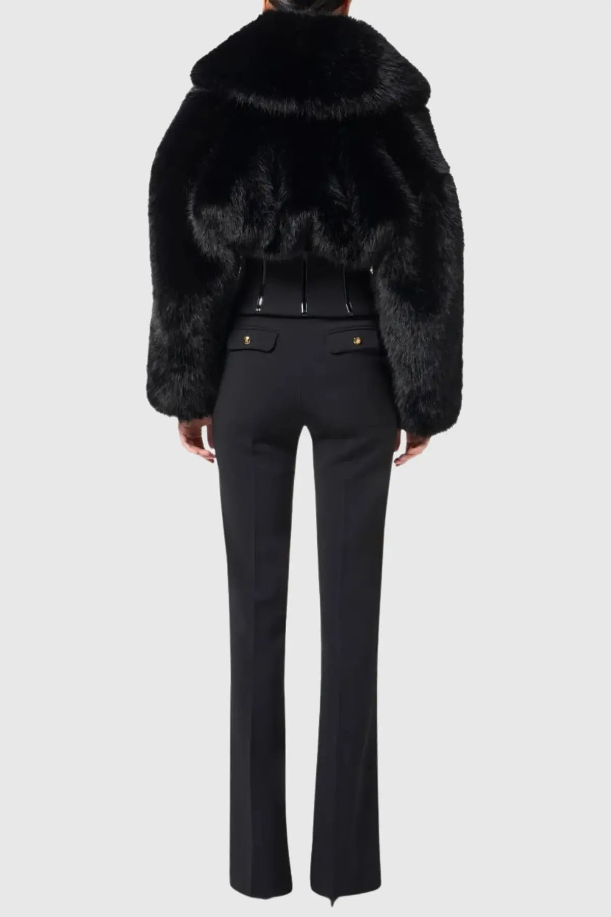 Faux Fur Corset Jacket in Black