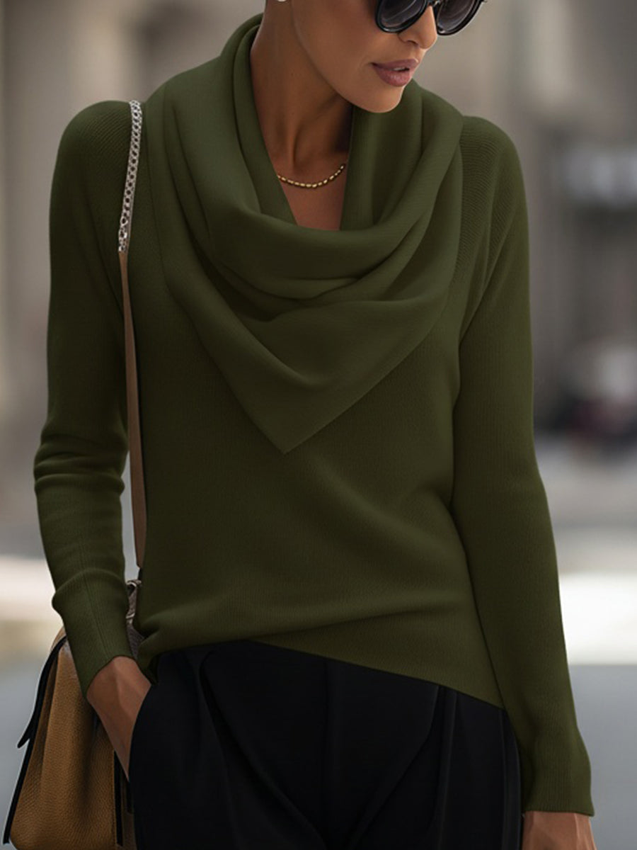Cowl Neck Long-Sleeve Top