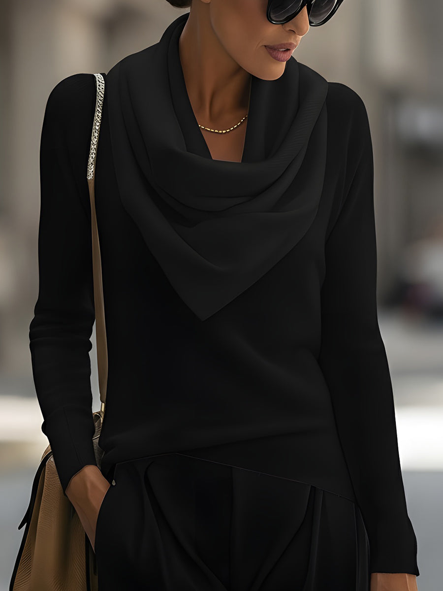 Cowl Neck Long-Sleeve Top