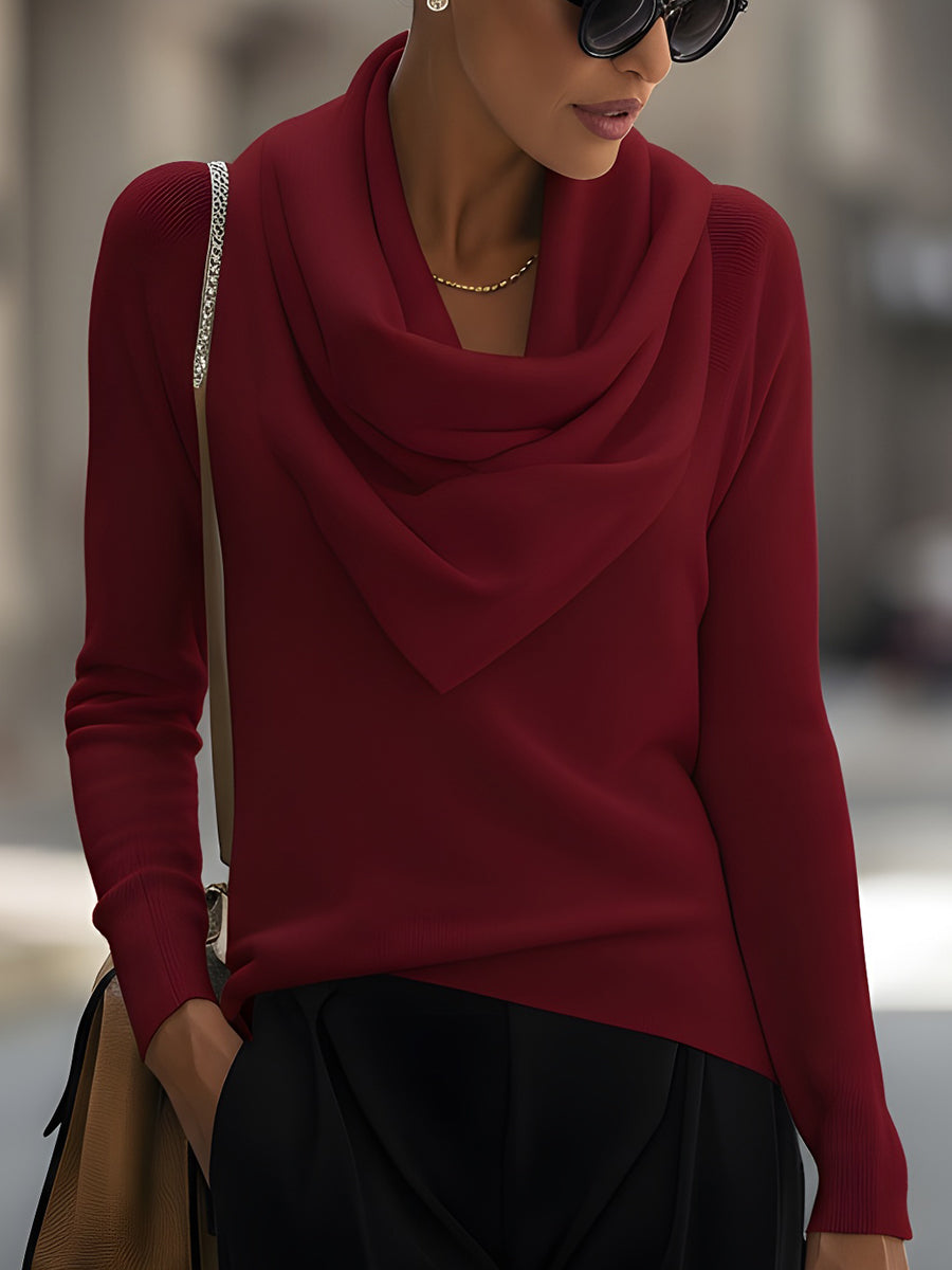 Cowl Neck Long-Sleeve Top