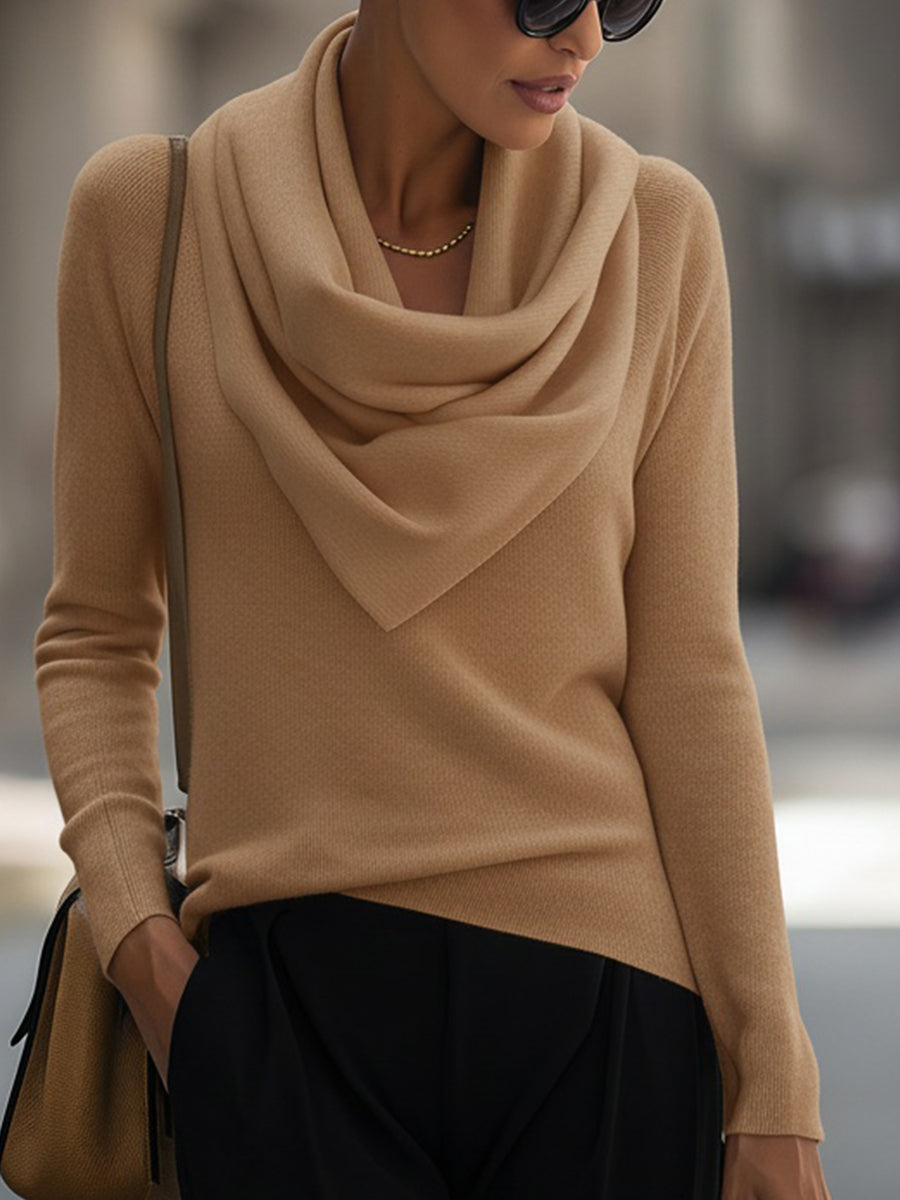 Cowl Neck Long-Sleeve Top