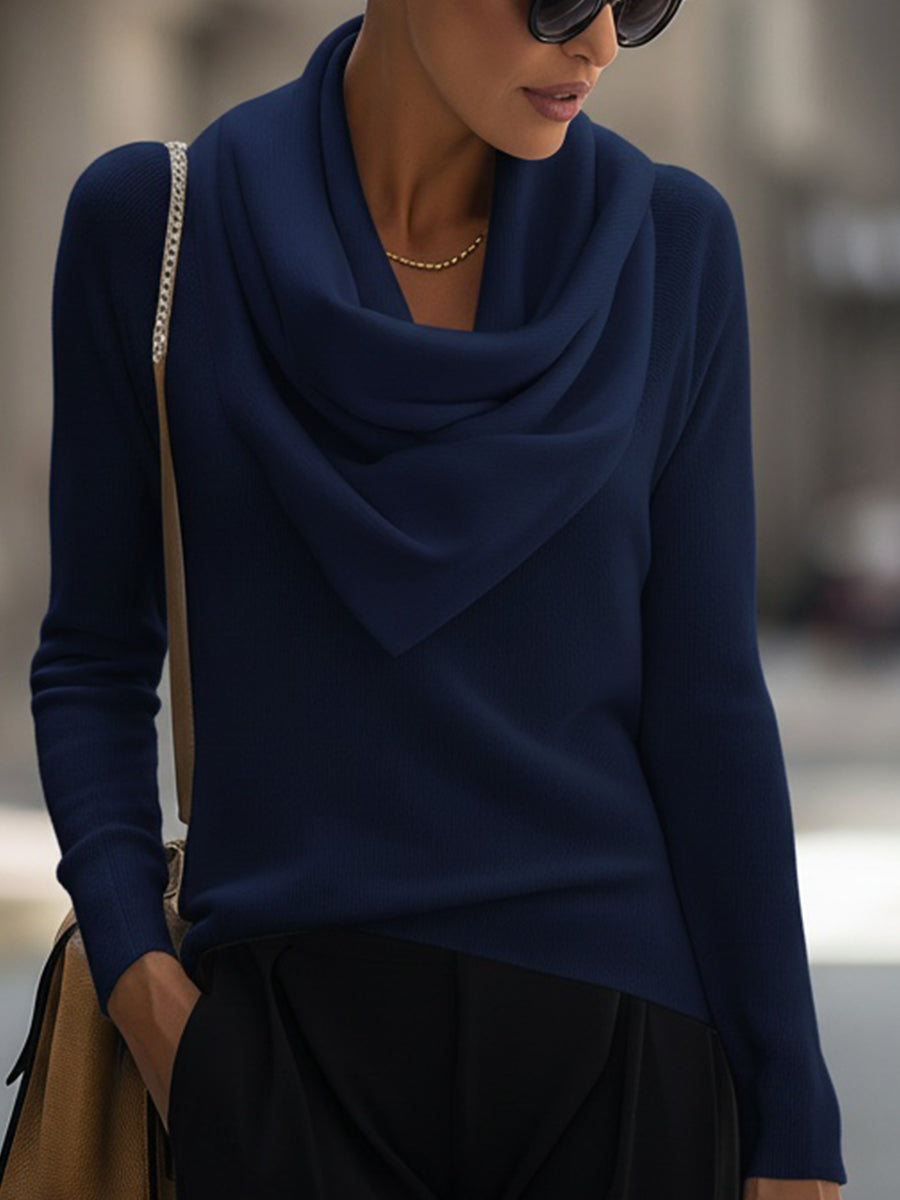 Cowl Neck Long-Sleeve Top