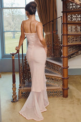 Ruffled Mesh Maxi Dress - Pink