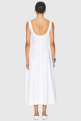 Ruched Backless Midi Dress - White