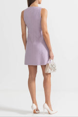Sequin Lace Embellishments Textured Mini Dress In Purple