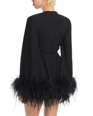 Feather Trim Dress