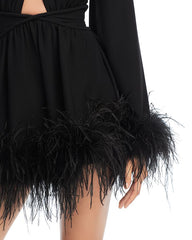 Feather Trim Dress