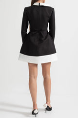 Floral Contrast Mini Dress - Black