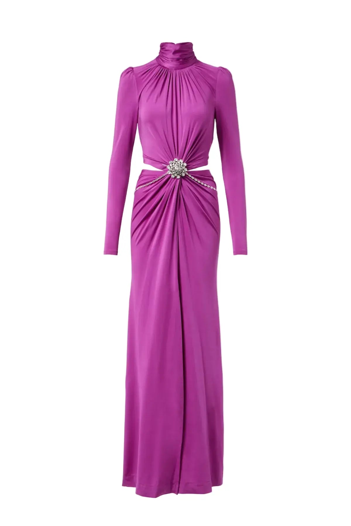 Crystal Embellished Cutout Maxi Dress - Purple
