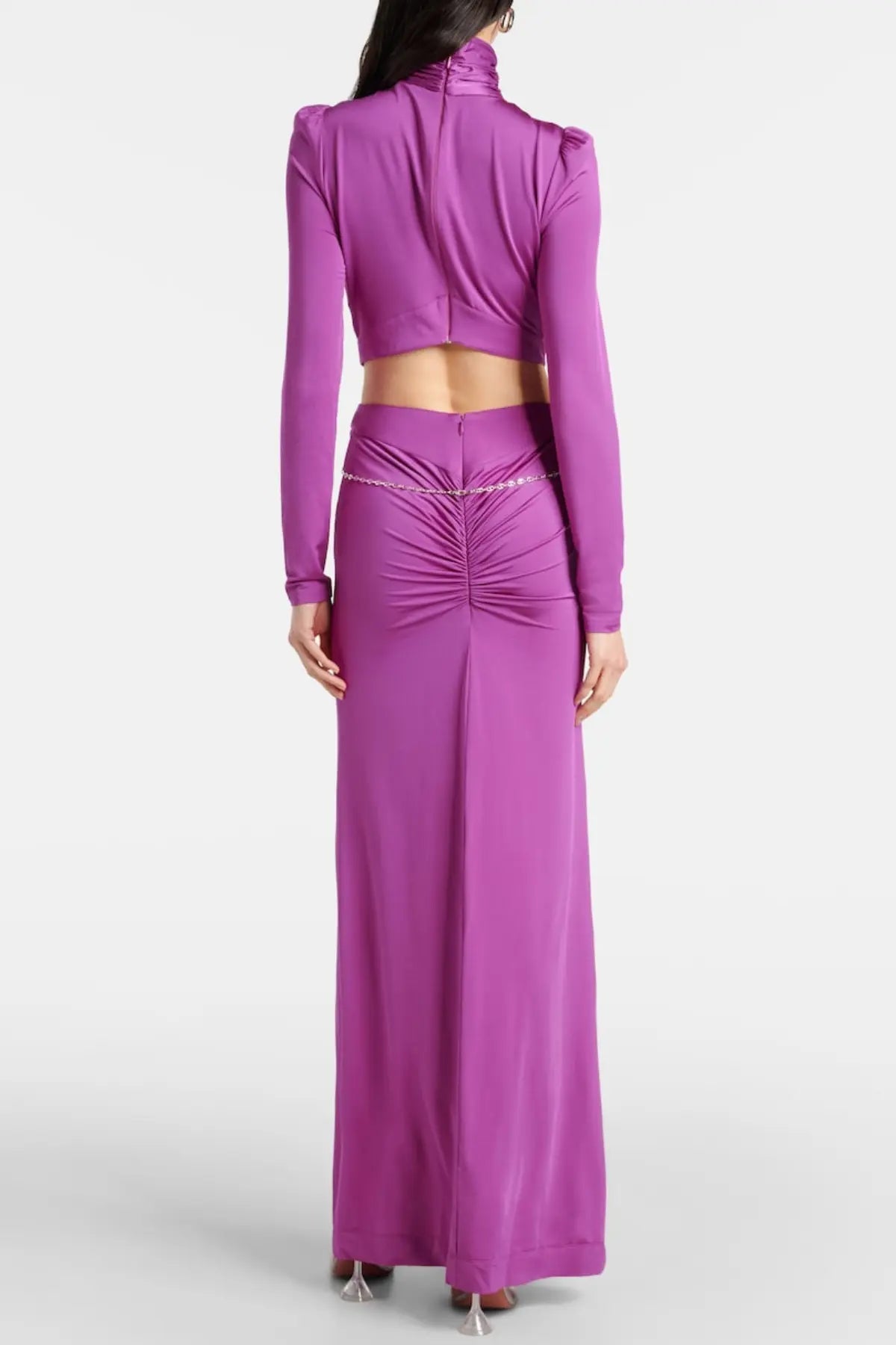 Crystal Embellished Cutout Maxi Dress - Purple