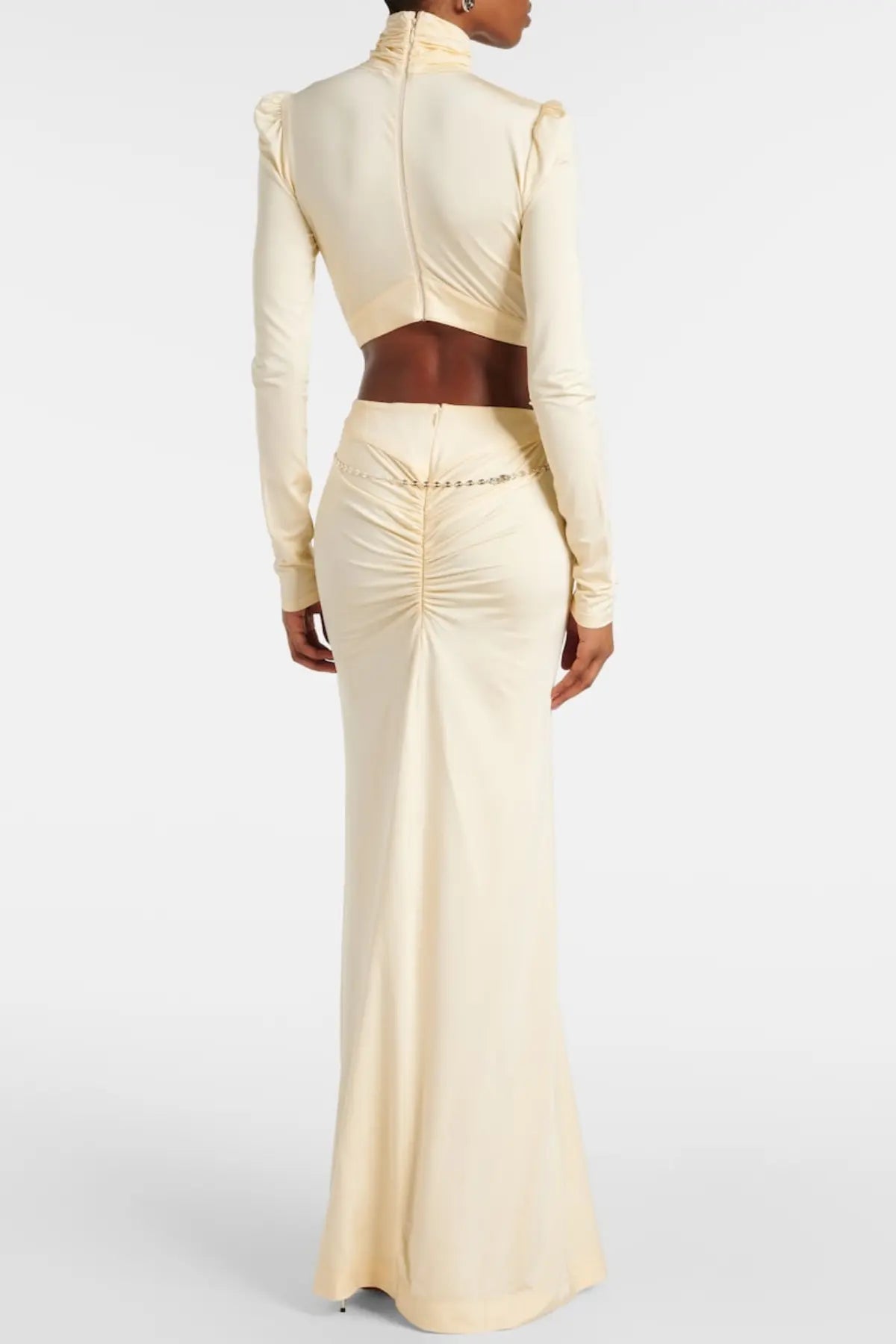 Crystal Embellished Cutout Maxi Dress - Yellow
