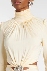Crystal Embellished Cutout Maxi Dress - Yellow