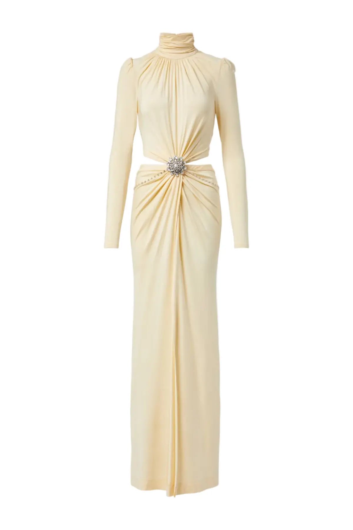 Crystal Embellished Cutout Maxi Dress - Yellow