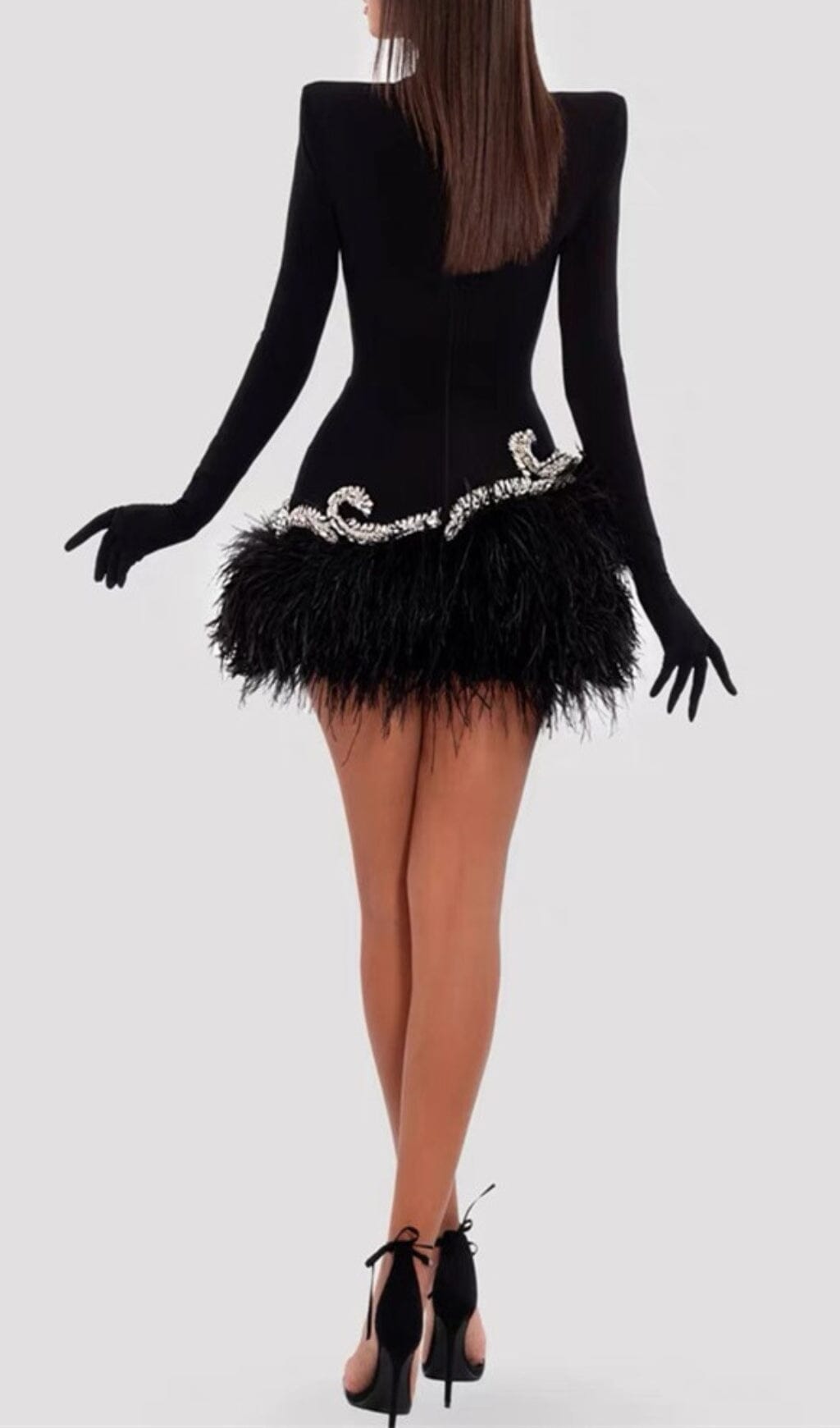 Velvet Gloves Mini Dress In black