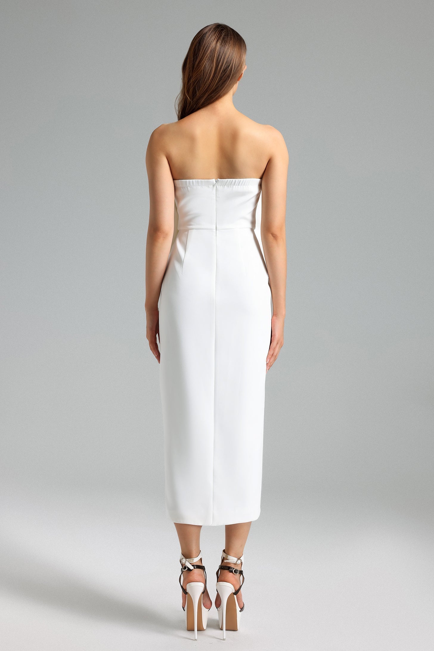 3d Flower Midi Dress - White