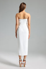 3d Flower Midi Dress - White