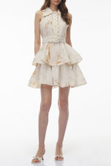 Neutral Ruffled Mini Dress