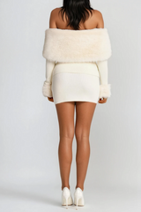 Off Shoulder Furry Skirt Set