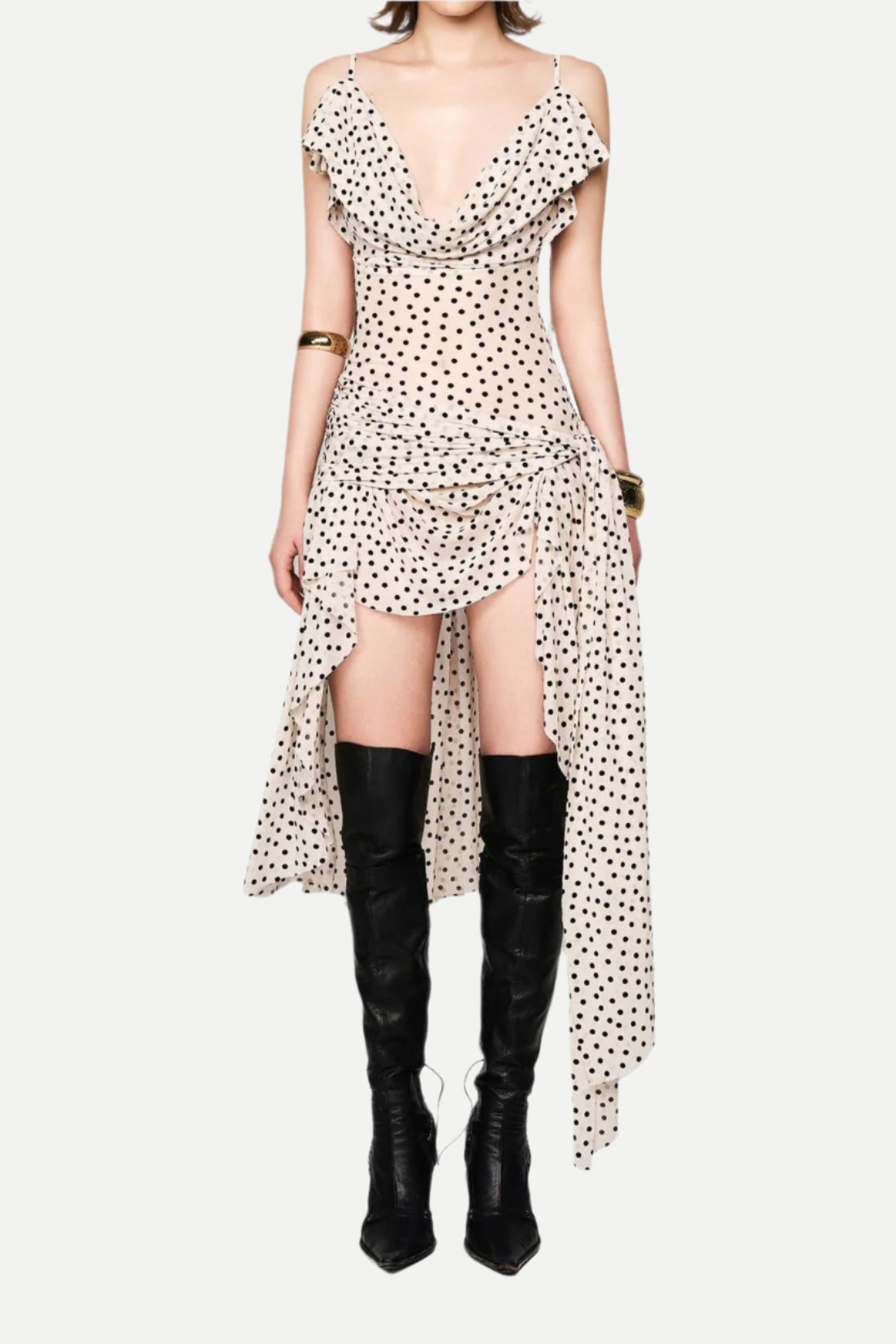 Sleeveless Hem Midi Dress in Apricot