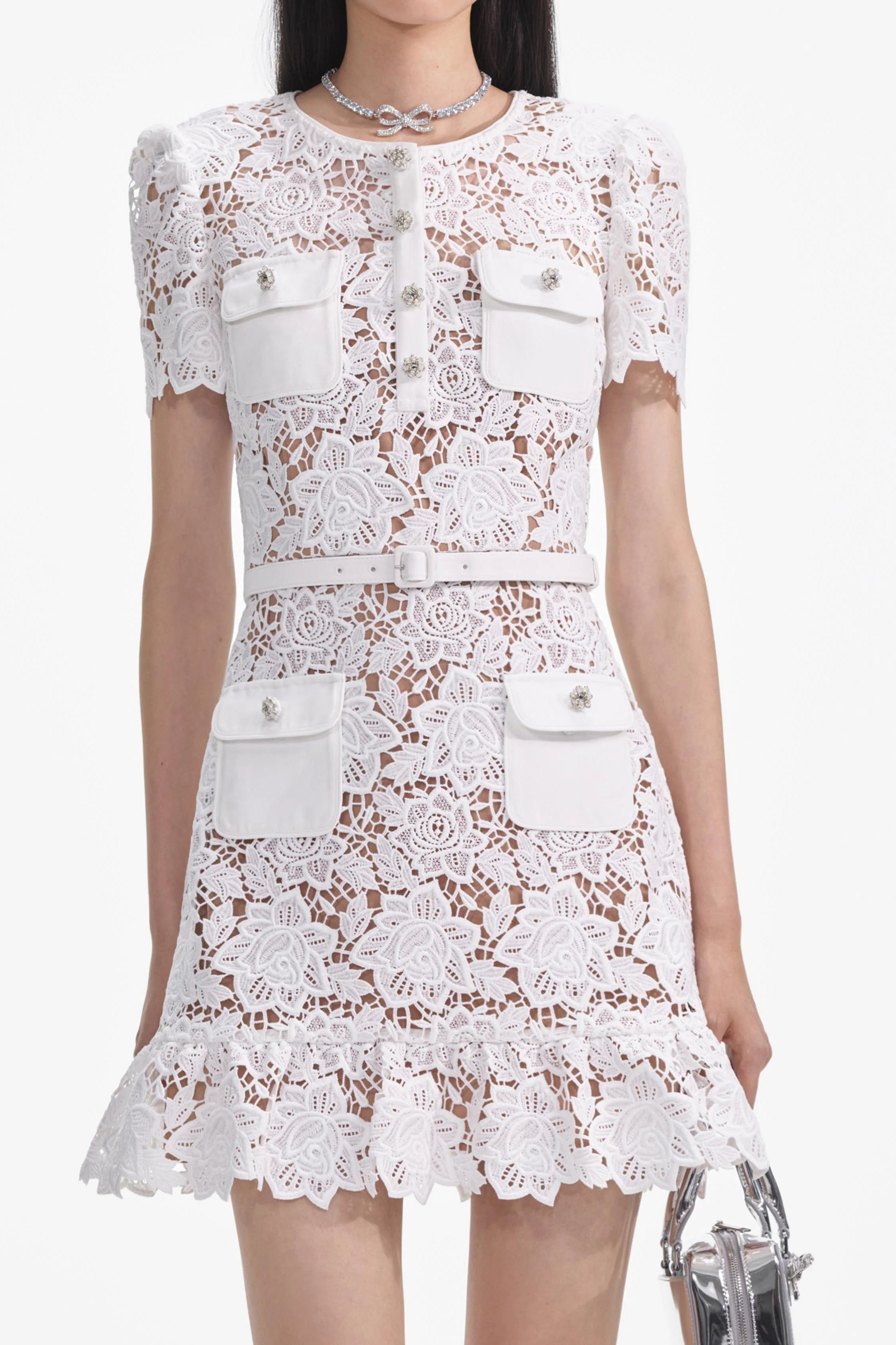 White Lace Mini Dress