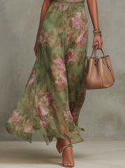 Green Floral Halter Maxi Dress