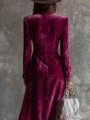 Purple Button-Down Long Blazer Maxi Dress