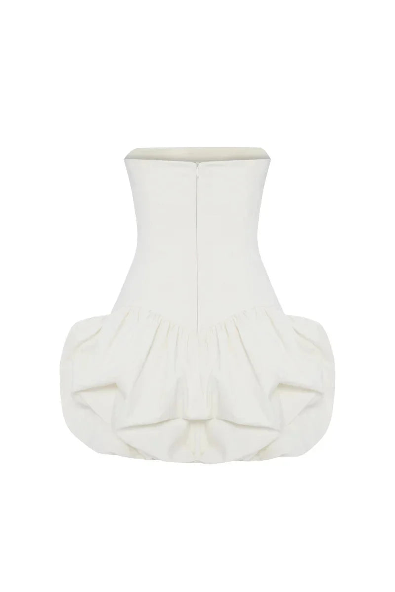 Puffy Mini Dress in Off-White