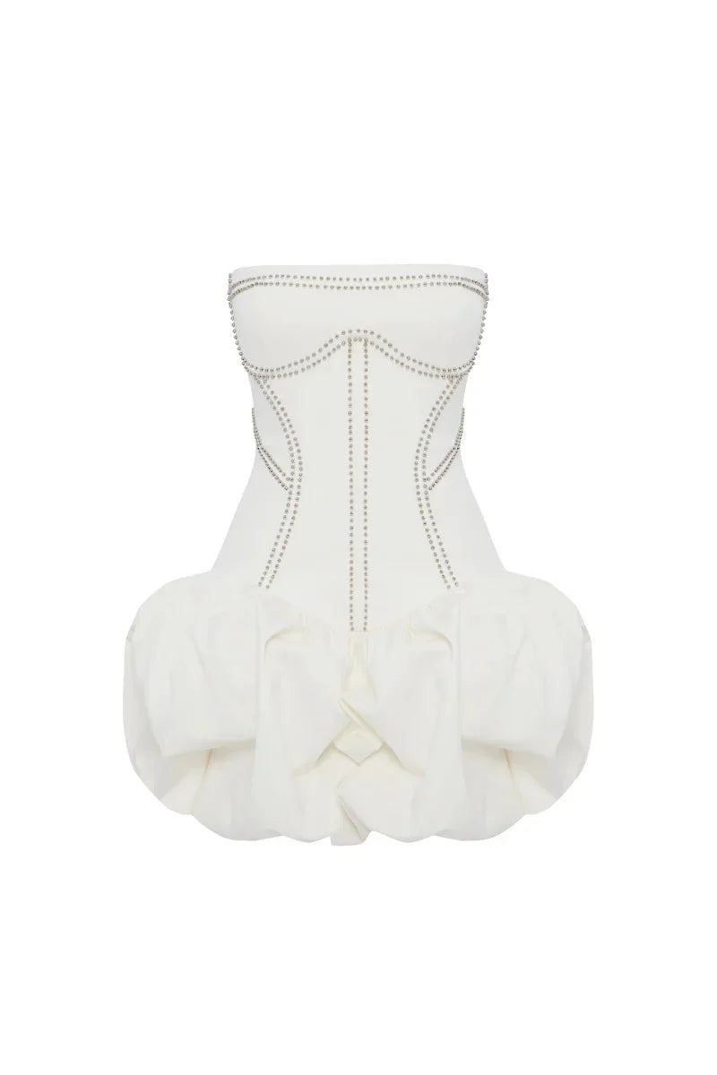 Puffy Mini Dress in Off-White