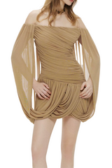 Off Shoulder Mini Dress - Khaki