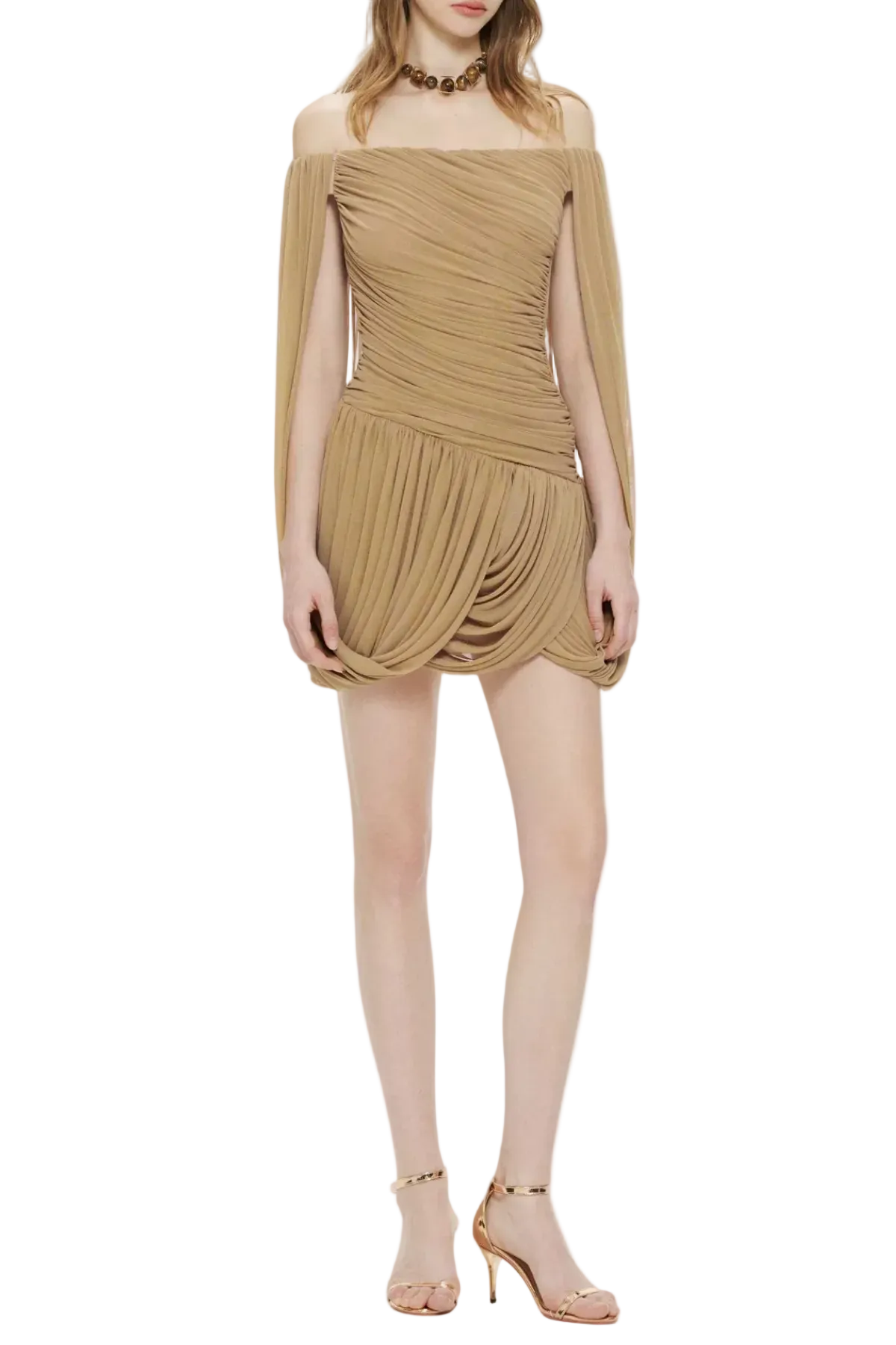 Off Shoulder Mini Dress - Khaki