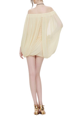 Off Shoulder Mini Dress - Yellow