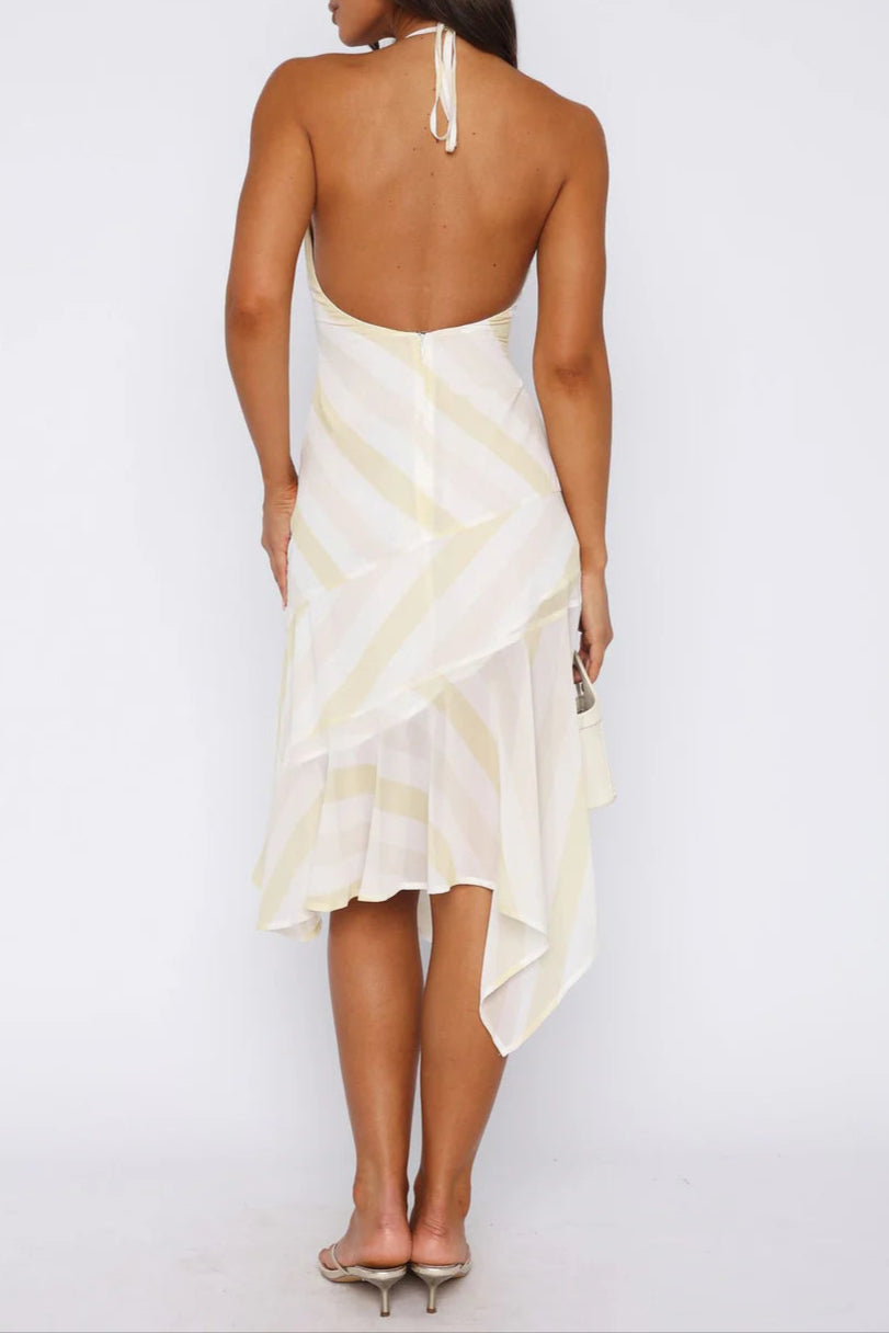 Backless Citrus Midi Dress in ivory