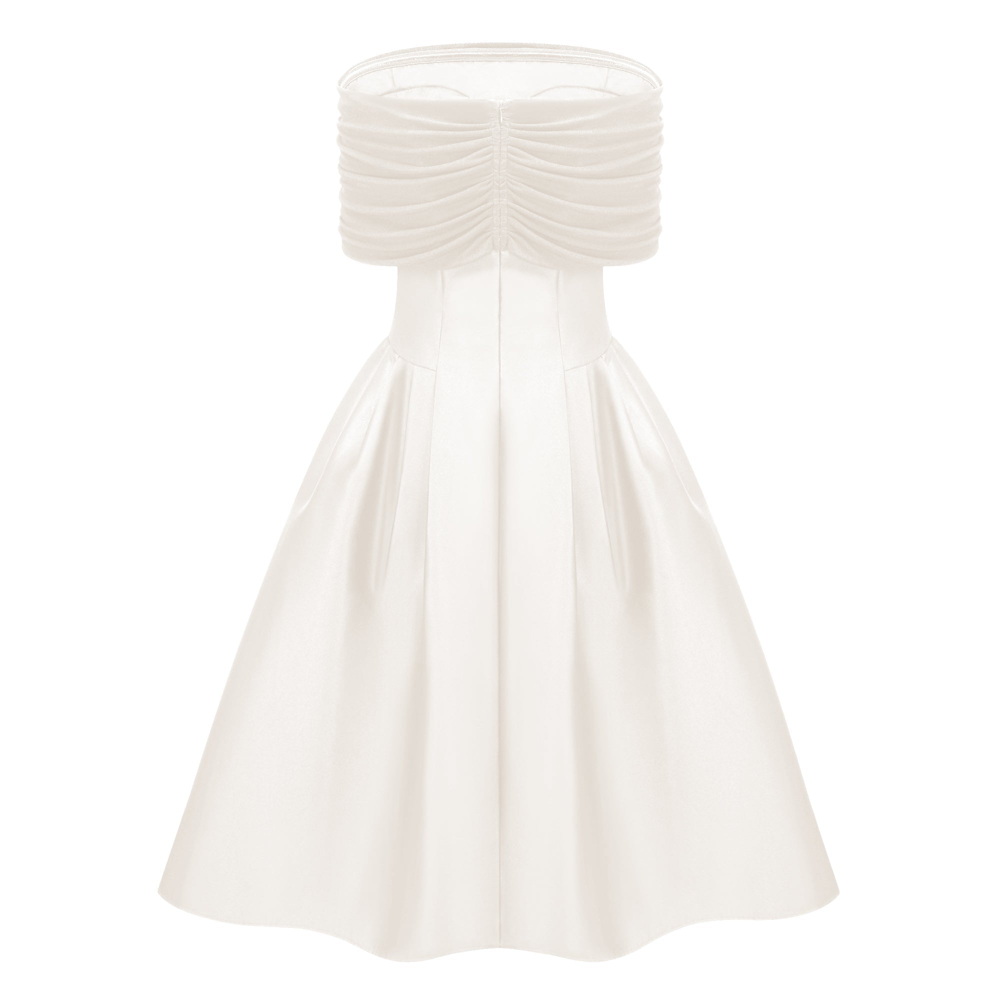 Off-the-Shoulder Satin White Midi Dress