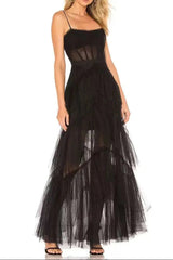 Strap Mesh Corset Gown