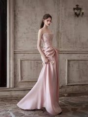 Ruched Beading Pink Prom Dress