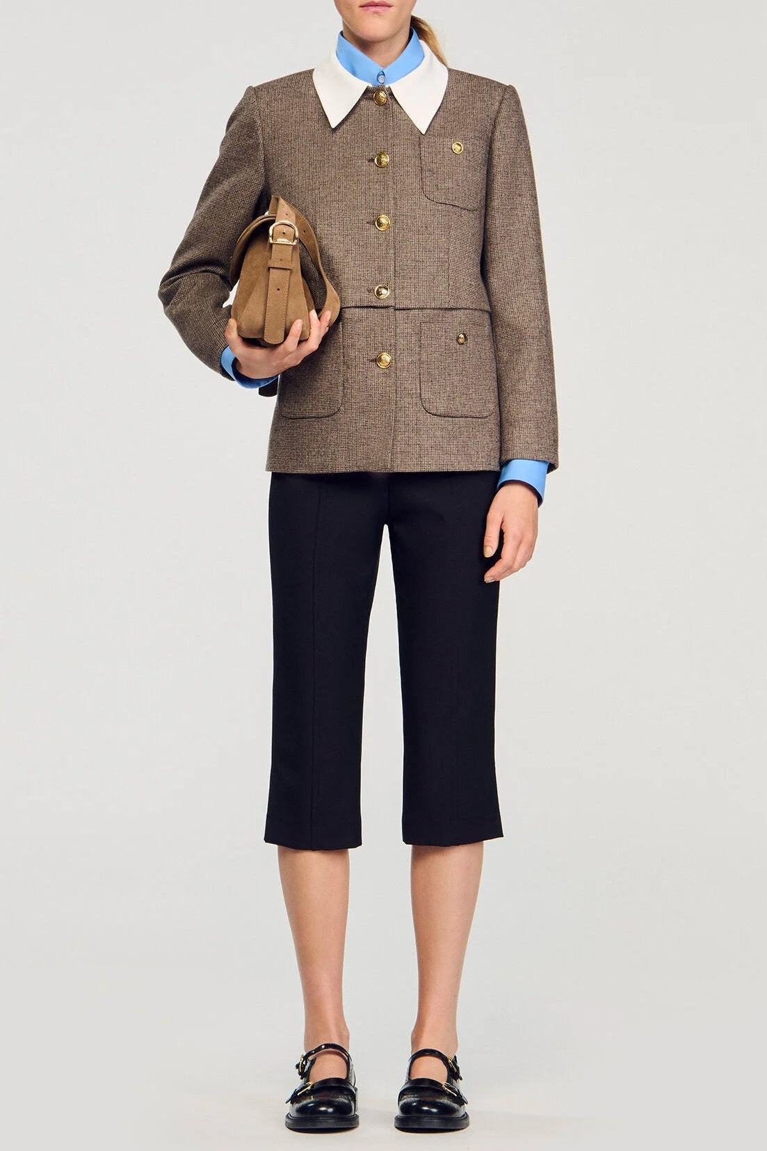 Houndstooth Suit Jacket in Brown