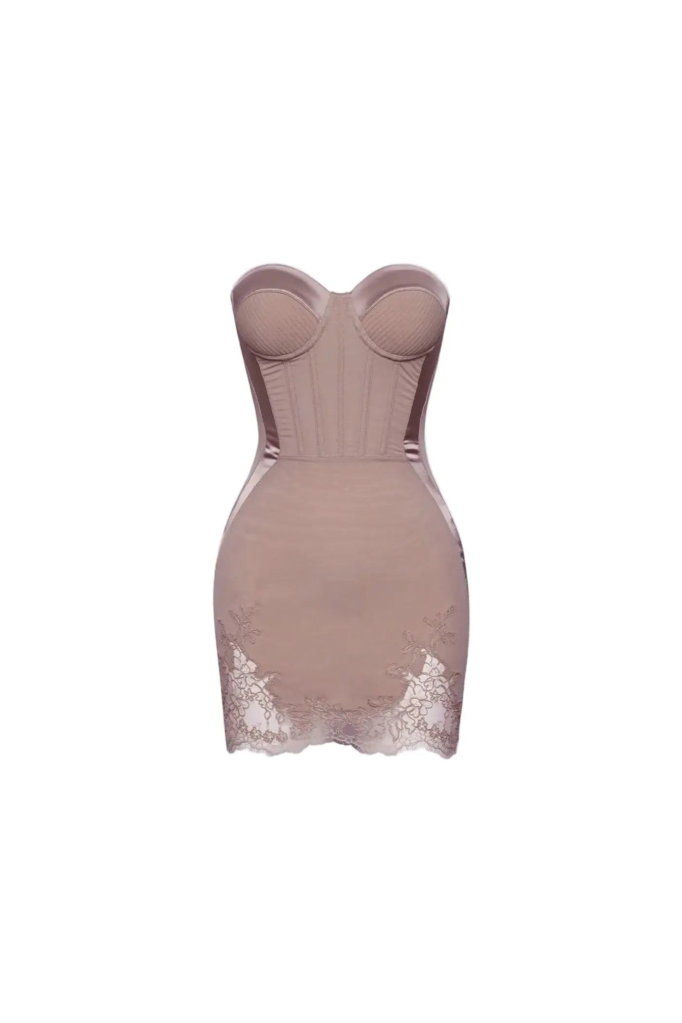 Nude Cord Lace Bustier Mini dress