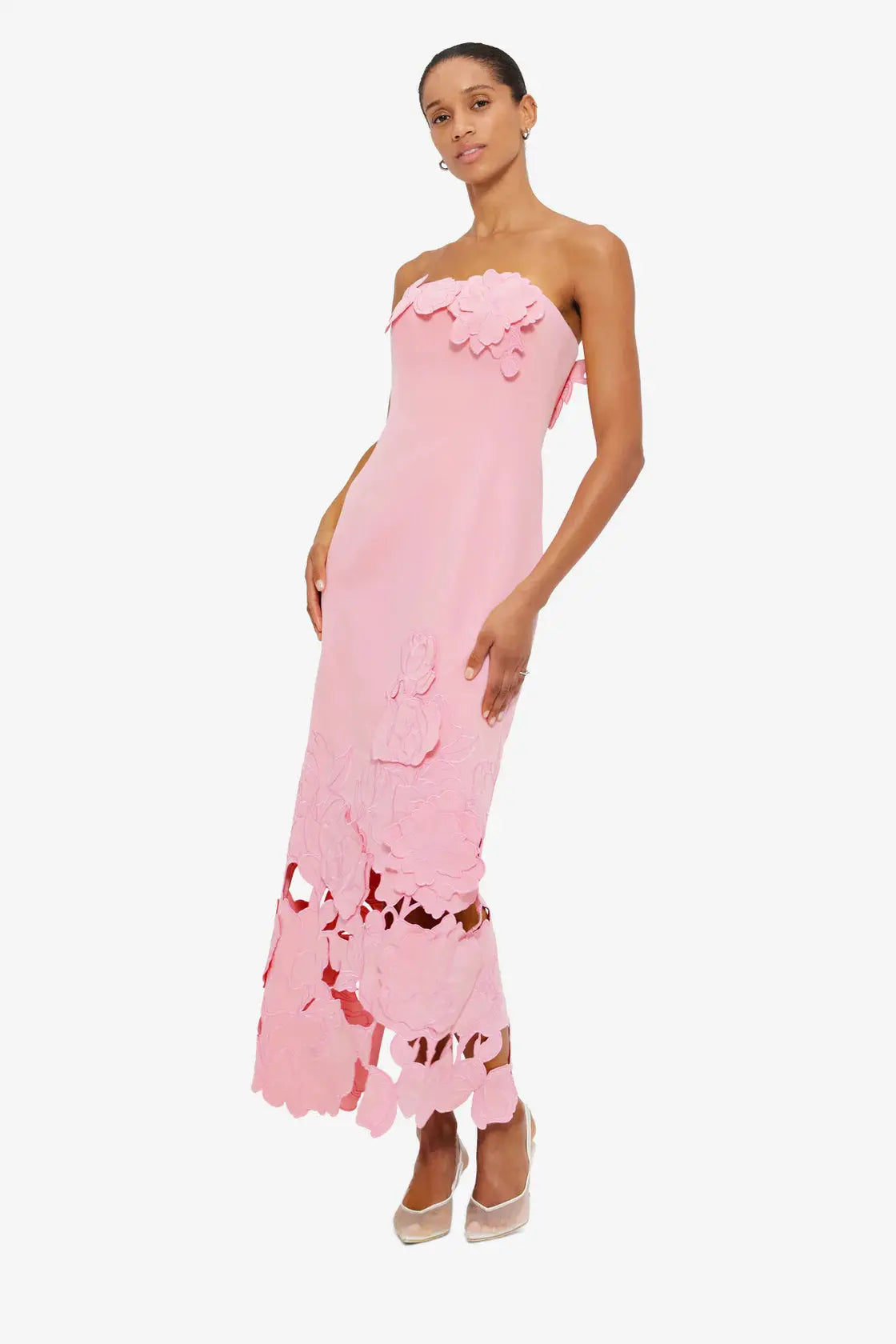 Sequin Bustier Maxi Dress in Pink
