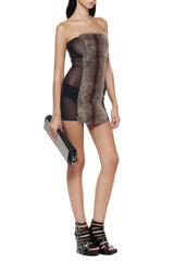 Plush Cut Mini Dress in Black - Mink