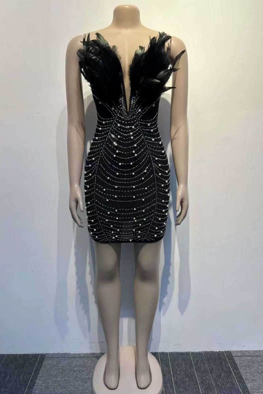 Strapless Feather Mini Dress