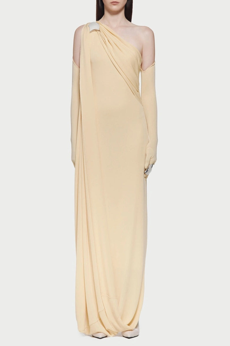 One-Shoulder Backless Maxi Dress in Yellow