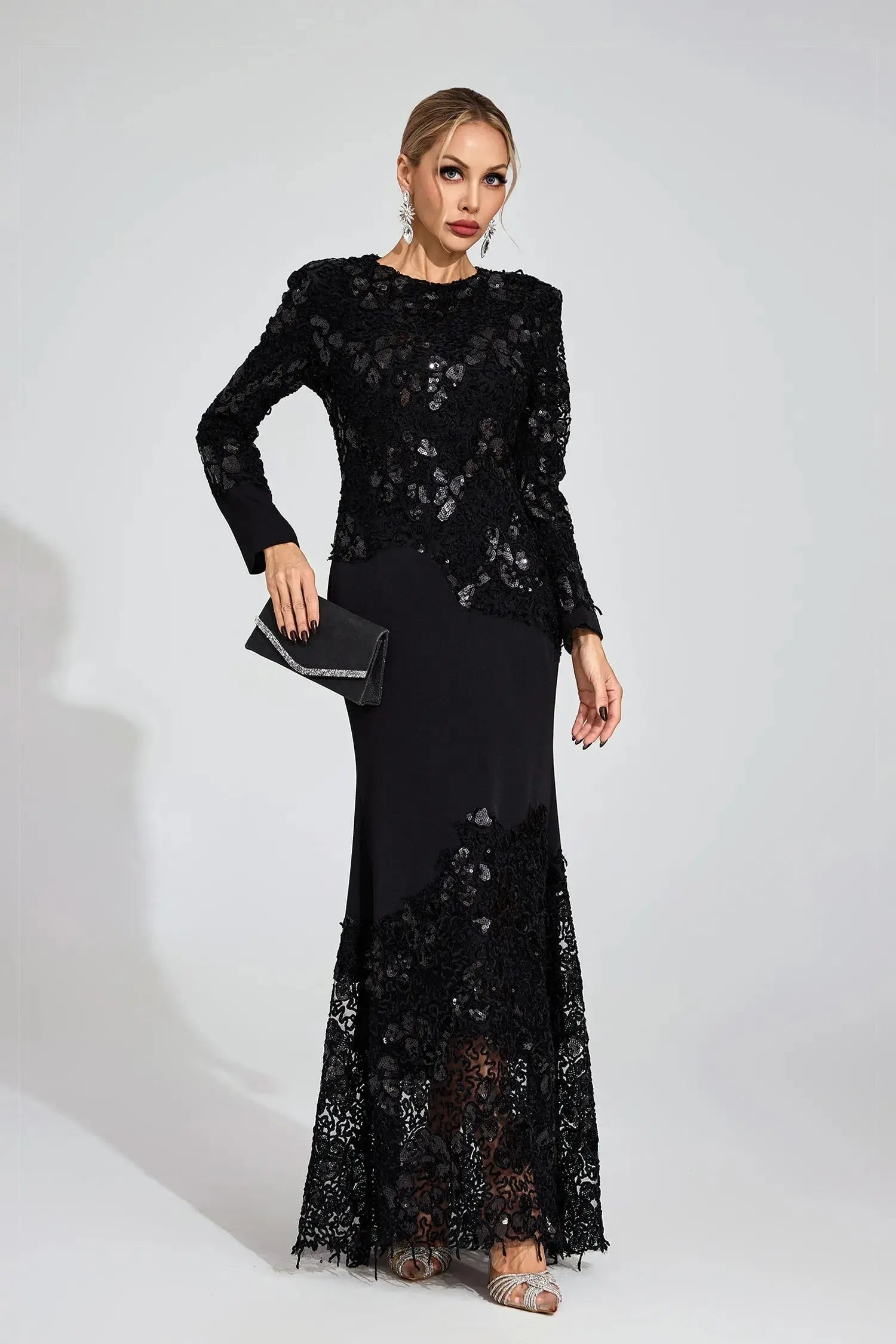 Long Sleeve Embroidered Maxi Dress